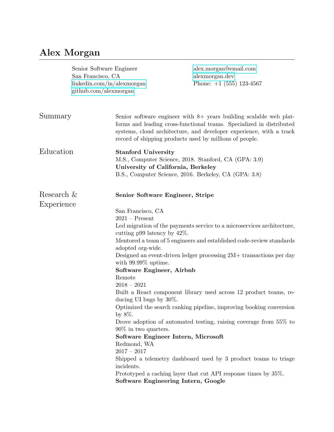 Third Year Student LaTeX resume template