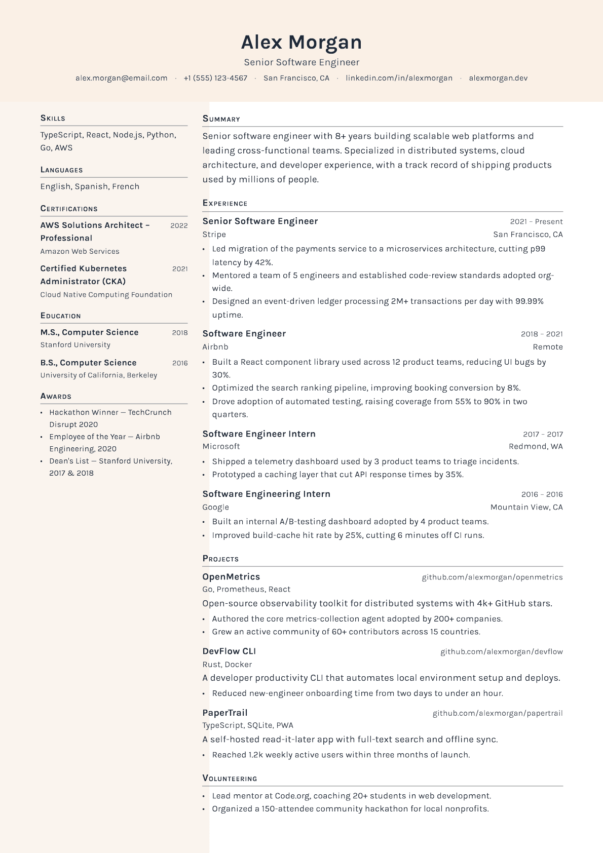 Hospitality Manager resume template