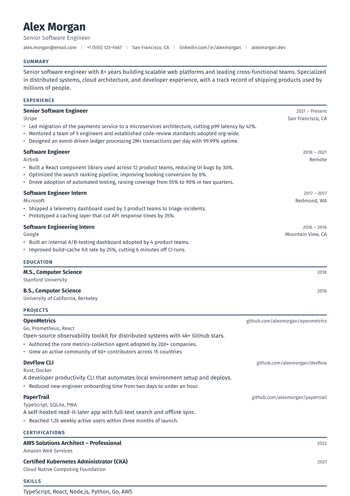 Senior Mechanical Engineer resume template
