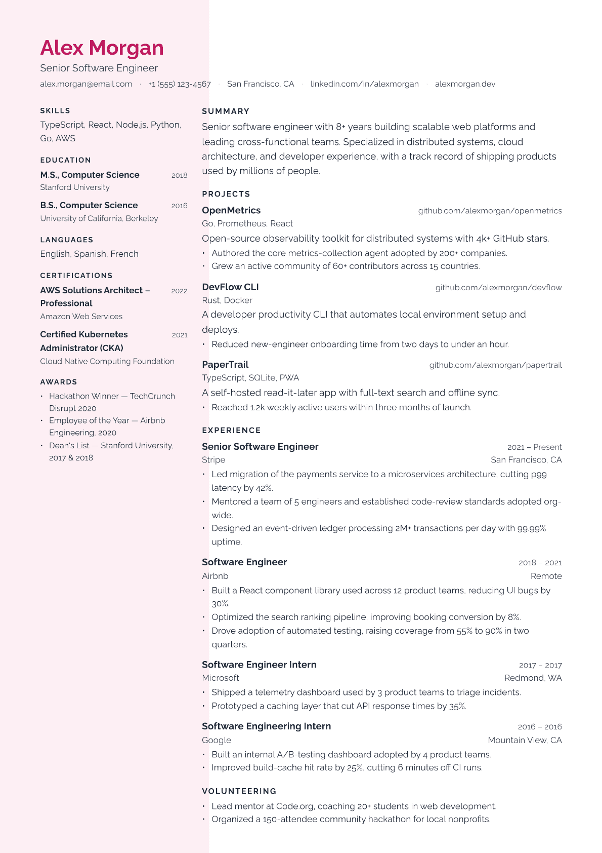Junior Graphic Designer resume template