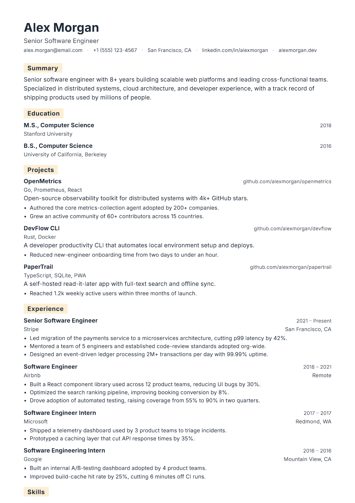 Business Analyst Intern resume template