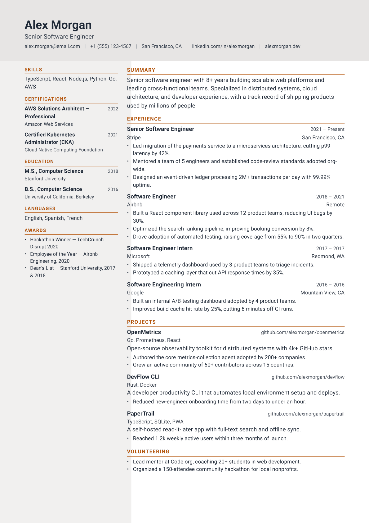 Operations Analyst resume template