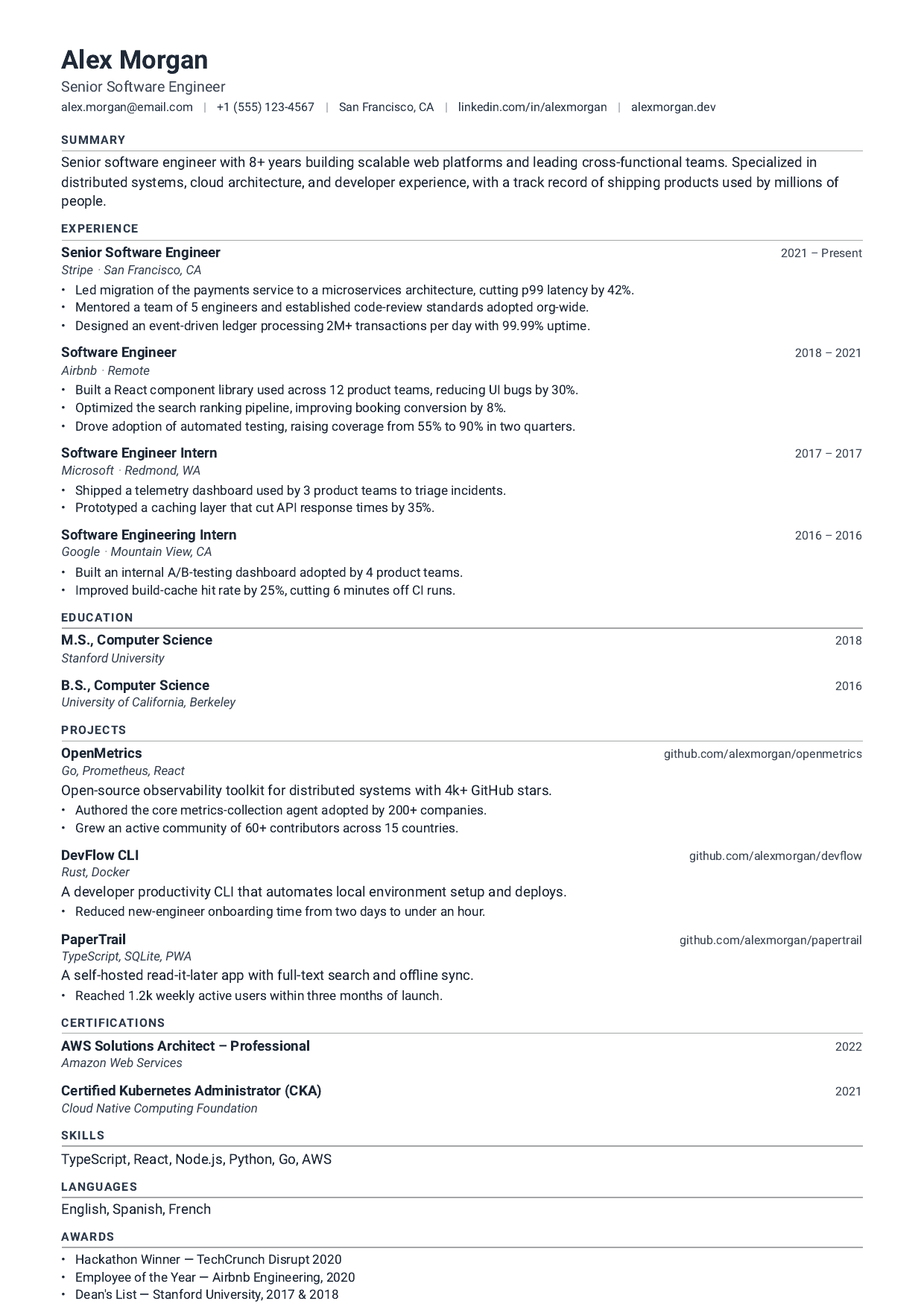 Senior Investment Banker resume template