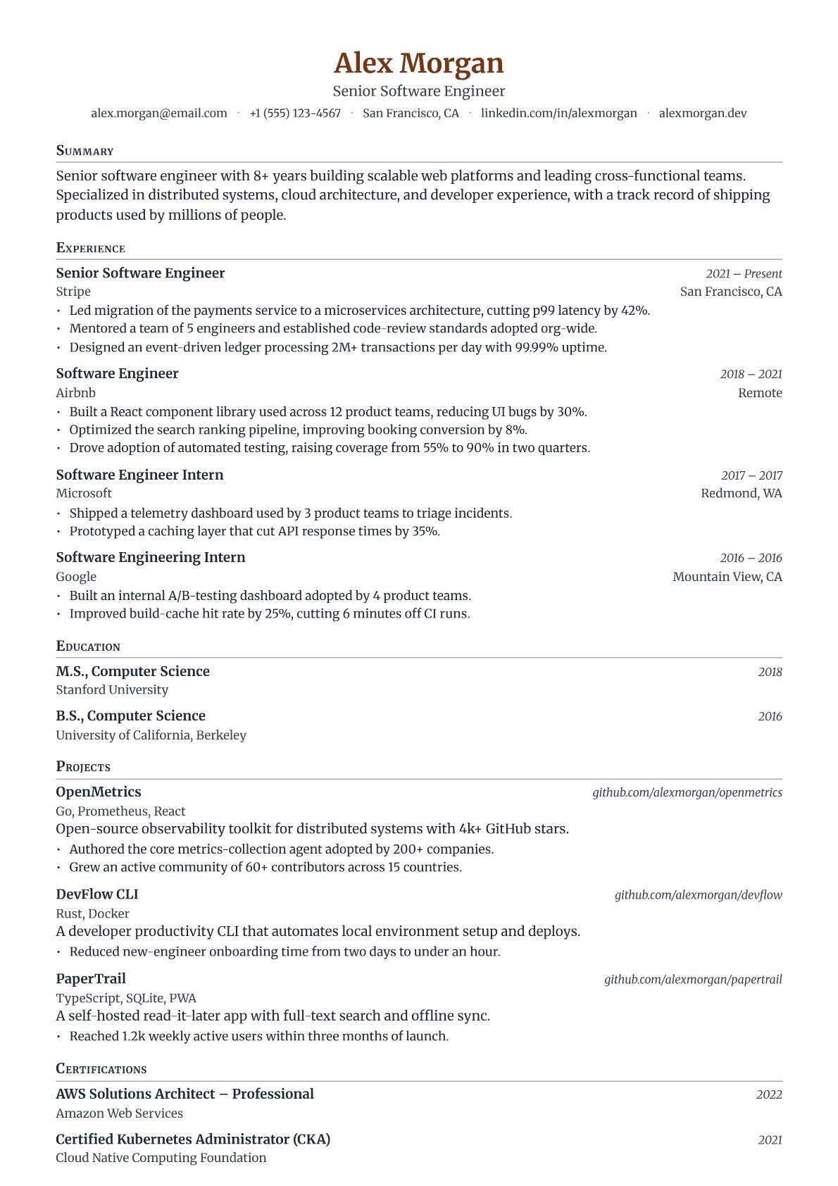 Senior Content Strategist resume template