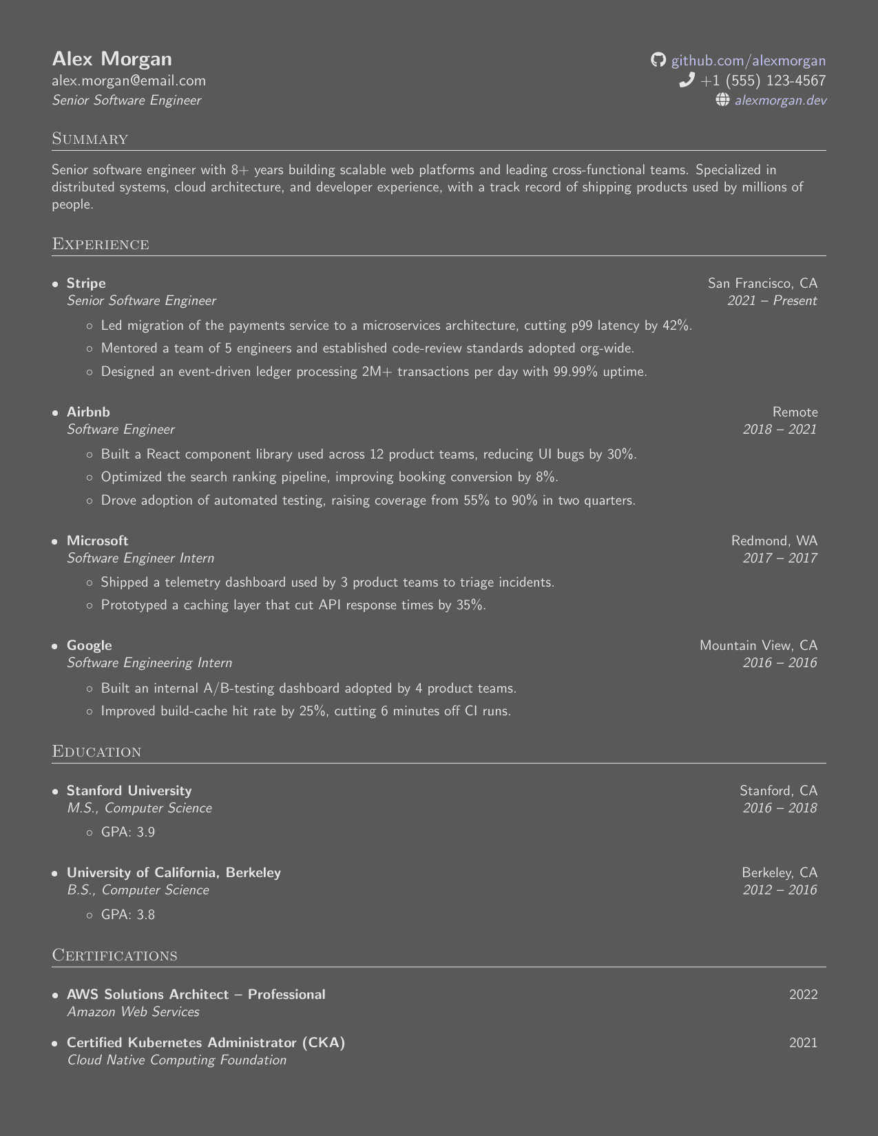 Account Executive LaTeX resume template