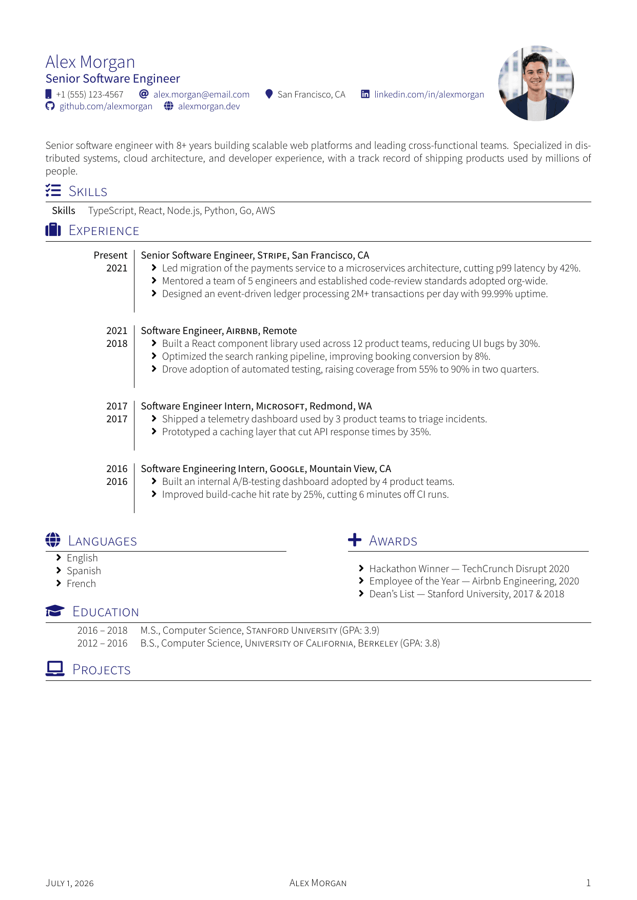 YAAC resume template