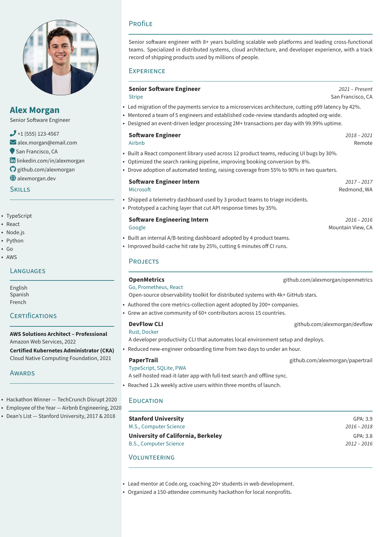 Senior Product Designer resume template preview