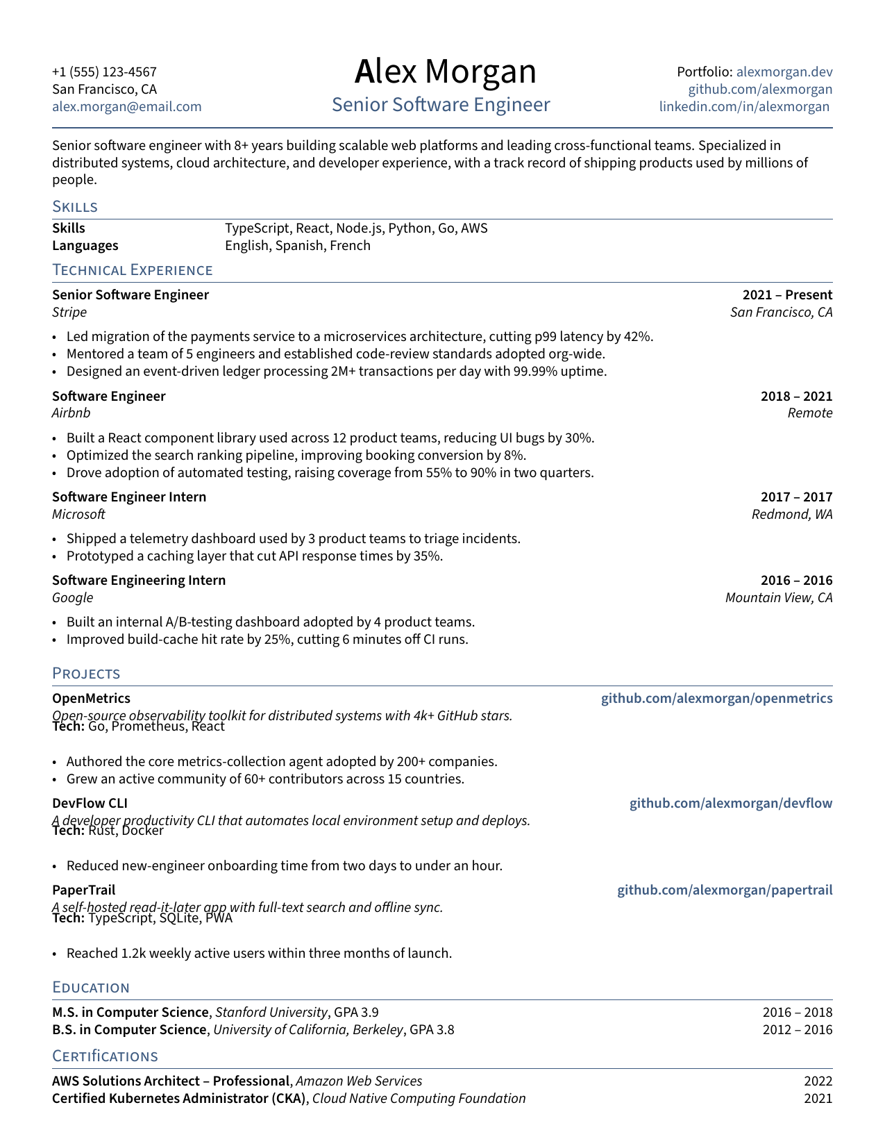 Data Scientist resume template preview