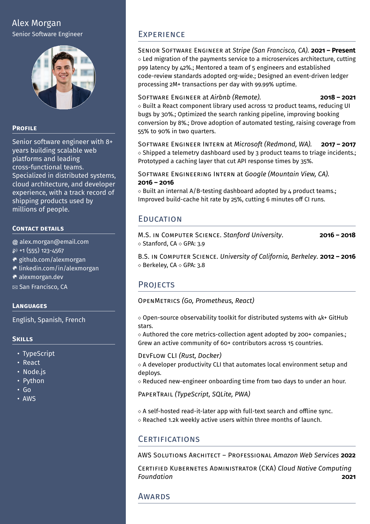 Chief Product Officer resume template preview