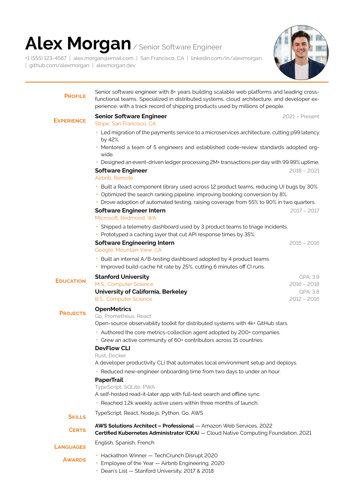 Graphic Designer resume template preview