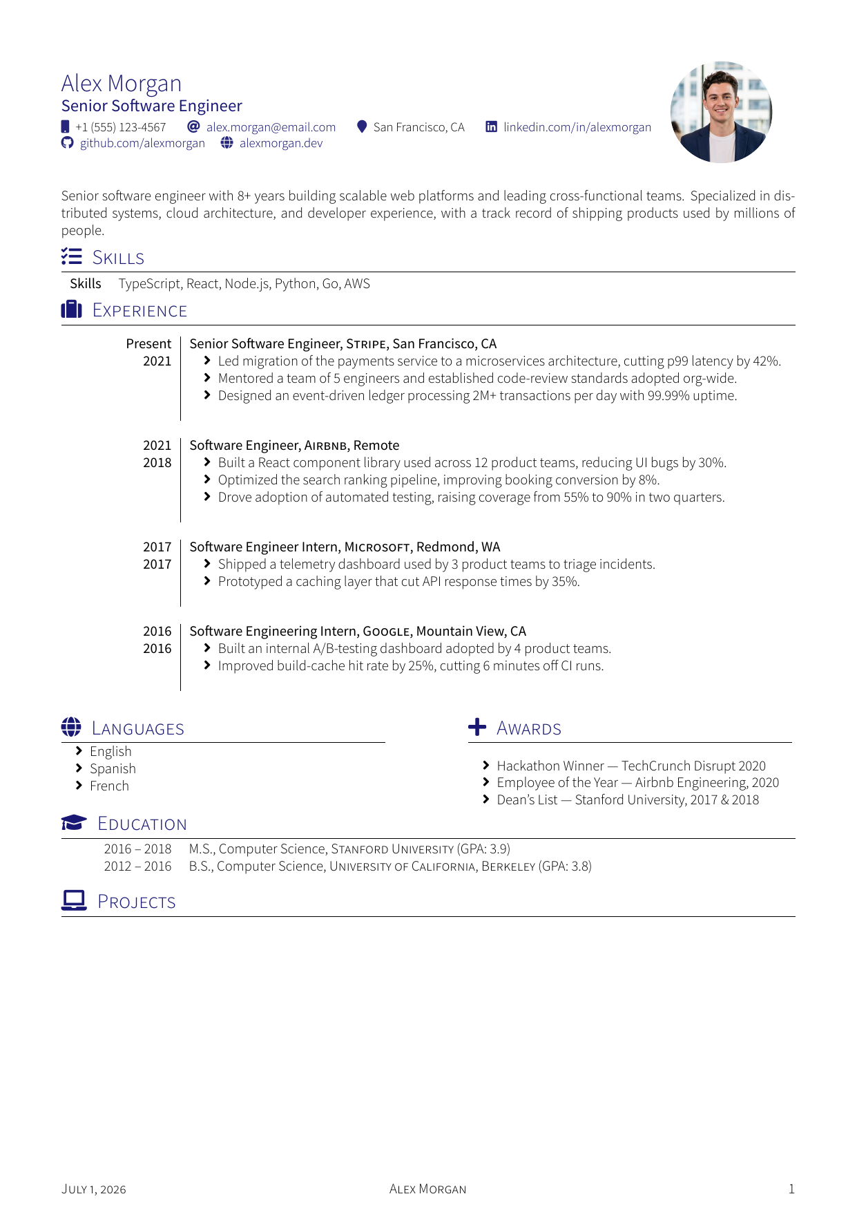 Business Consultant resume template preview